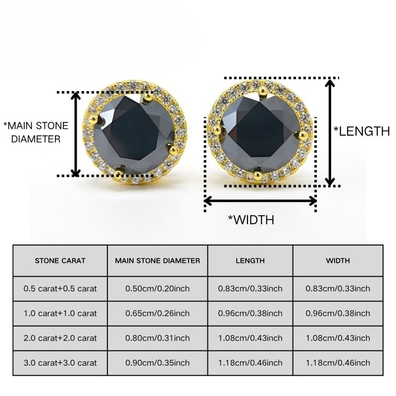 Women's 0.5/1/2/3 Carat Charming Black Moissanite Stud Earrings